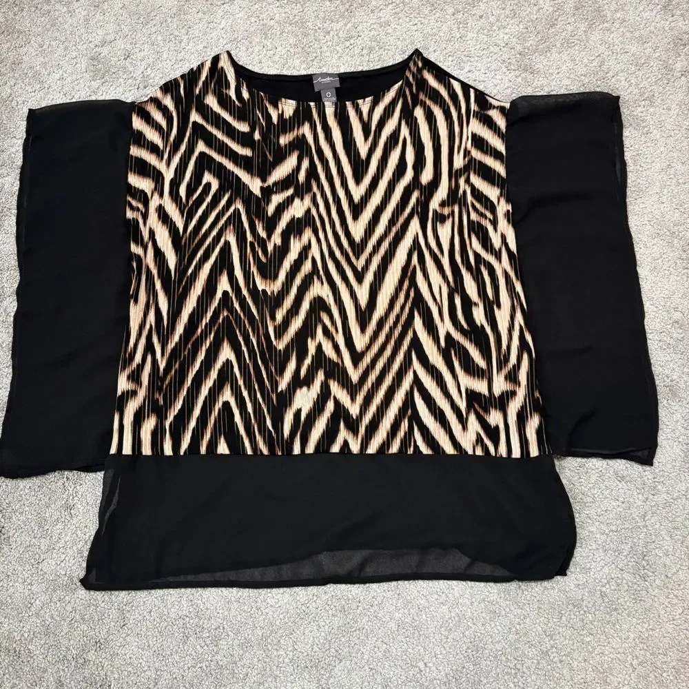 Chico’s Travelers Tan Zebra Animal Print Top Chico’s Size 0 (US S/4)